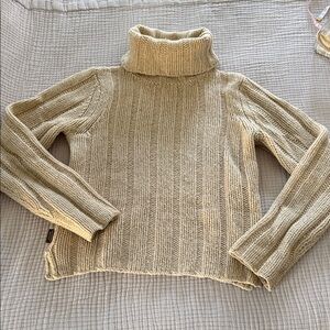 Vintage Wool Abercrombie & Fitch Ribbed Tan Turtleneck Sweater